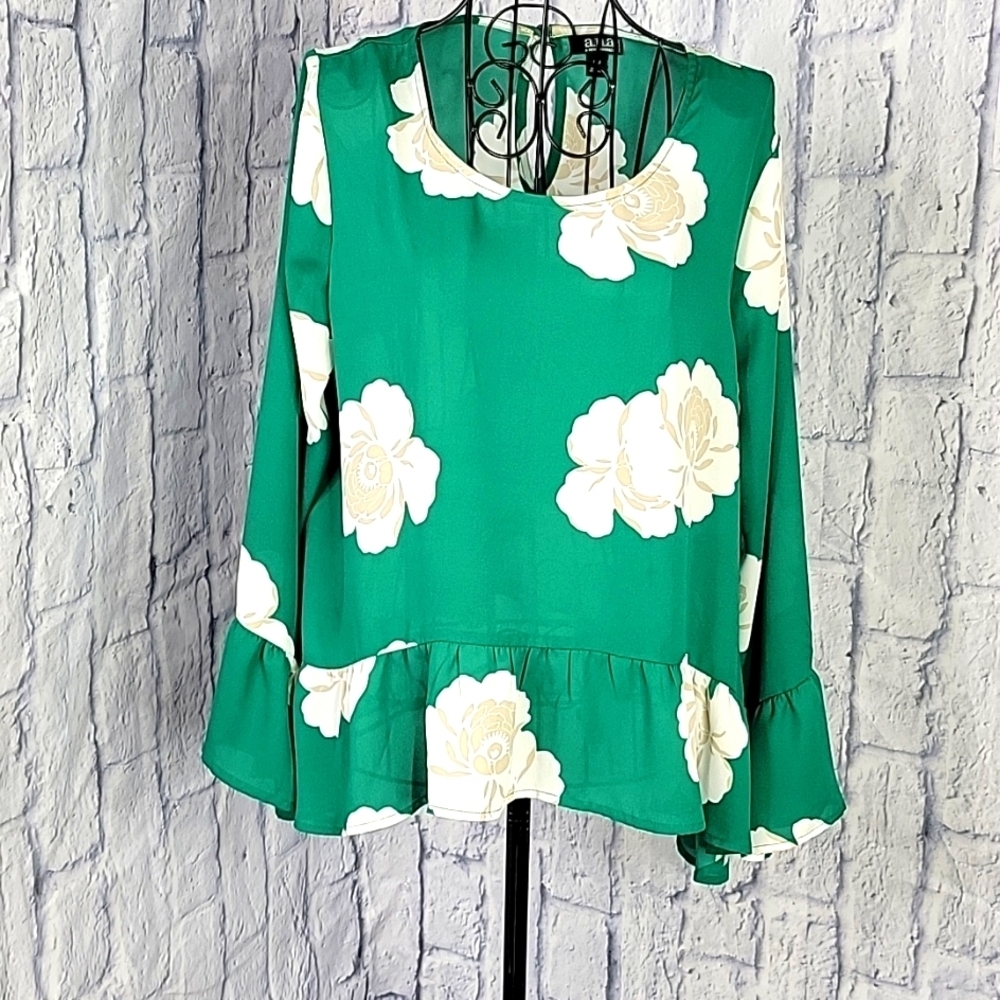 A.N.A. A NEW APPROACH Largeโ Floral Ruffled Blouse PM